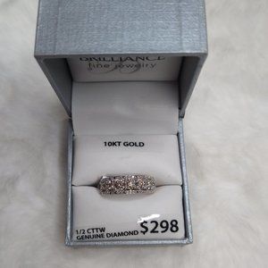 NIB Brilliance 10K Gold 1/2 CTTW Genuine Diamond Band Ring Sz 7